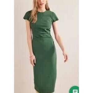 Boden Green Shirt Sleeve Midi Zip Up Dress